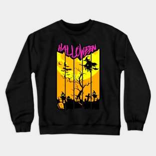 Halloween Witch On a Broom Crewneck Sweatshirt